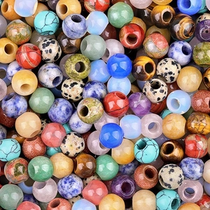 Polished 12mm natural amethyst and agate large hole round beads for DIY jewelry making