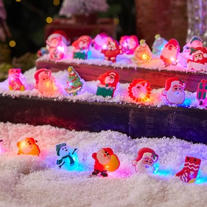 LED Christmas rings featuring Santa and snowmen on a winter snow background