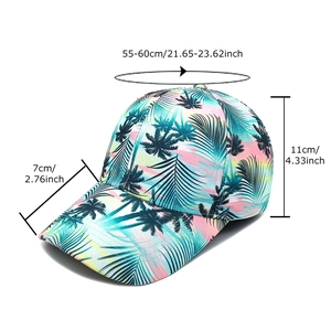 Adjustable baseball cap with vibrant tropical palm tree print for summer outdoor sun protection