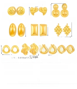 Detailed size and weight chart for various gold irregular stainless steel stud earrings