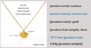 Detail specifications of 18K gold plated stainless steel shell pendant with crystals