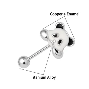 Süßer Panda-Kopf Ohrstecker aus Titanlegierung und Emaille-Tropföl für Damen