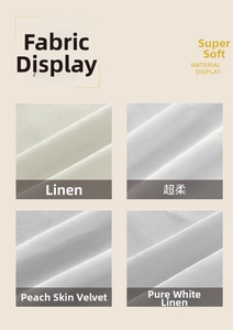 Detailed comparison of linen, super soft, peach skin, and coarse linen fabric textures