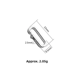 Detail of 22mm S925 sterling silver oval spring clasp with specific dimension labels