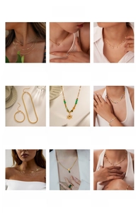 Collezione di collane moderne a strati in oro 18K e acciaio inossidabile da donna