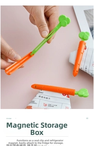Carrot shape magnetic bag clips for kitchen storage and fridge decoration detail