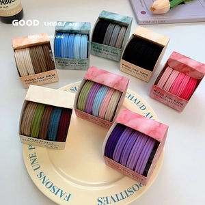 Colorful high-elasticity hair band set in a minimalist paper box gift packaging
