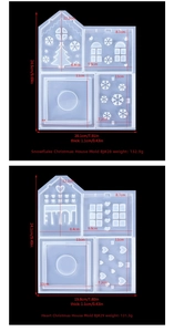 Detailed view of DIY resin silicone molds for Christmas house ornaments and candle holders