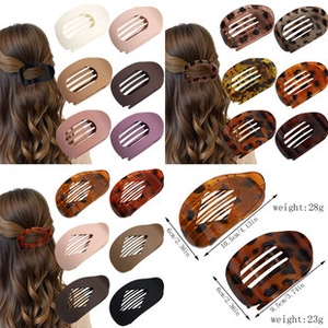 Detailed dimensions and weight specifications for various matte and leopard hair claw clips