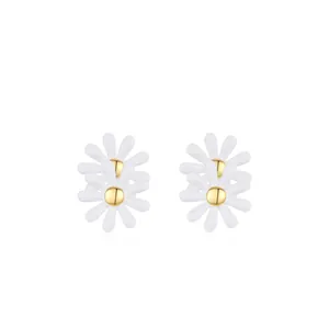 Daisy Flower Stud Earrings 925 Sterling Silver Enamel Sweet Fresh Small Floral Studs For Women