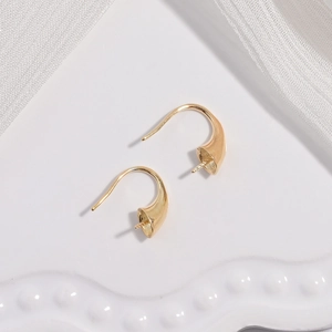 S925 Sterling Silber geometrische C-Form Gold Ohrhaken für DIY Perlen Ohrring Schmuck