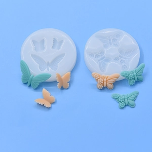 Moules ronds en silicone blanc avec motifs papillons pour décoration de gâteaux DIY