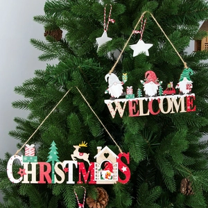 Cartello Di Benvenuto Sospeso In Legno Di Natale Gnomi Renne Alberi Decorazioni Porta Parete Ornamento Rustico Festivo
