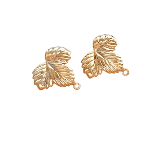 18k gold plated vintage style metal leaf charms with connectors for DIY jewelry making