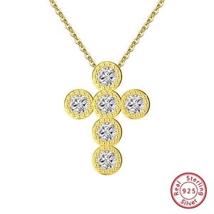 Collier Pendentif Croix en Argent Sterling 925 pour Femmes Hommes Strass Hip Hop Style Chaîne Bijoux Cadeau