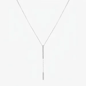 925 Sterling Silver Y-Shaped Necklace With Double Bar Pendants Encrusted Zircon Minimalist Elegant Jewelry For Women