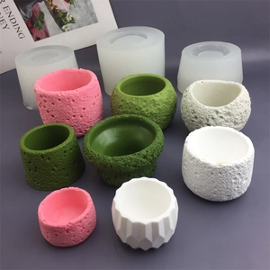 Silicone Diy Mold For Aromatherapy Candle Cup Rock Texture Concrete Flower Pot Decorative Gypsum Container