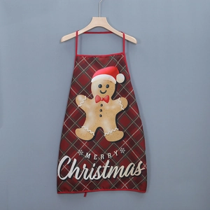 Christmas apron with gingerbread man and red plaid pattern for holiday parties