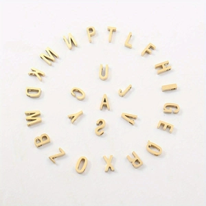 Polished gold initial letter pendants A-Z for DIY necklaces and minimalist jewelry sets
