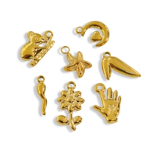 Stainless Steel DIY Charms Pendants 14K Gold Plated Irregular Star Moon Koala Shapes For Jewelry Making