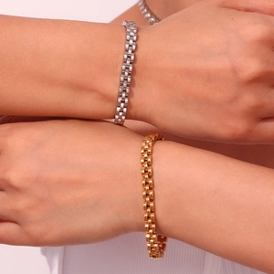 Detail of two-tone 18K gold and silver presidential link style watch band bracelets
