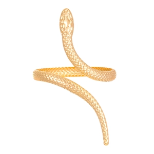 Elegant gold snake wrap ring with detailed scale texture and adjustable open design