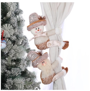 Fermatende con pupazzo di neve e Babbo Natale in paillettes color champagne
