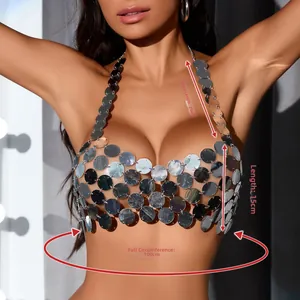 Dettaglio del top all'americana in metallo argentato con spalline 25cm e giro di 100cm