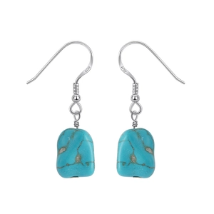 Elegant S925 sterling silver drop earrings with natural turquoise stone textures