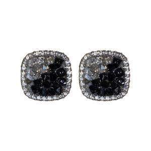Elegant square contrast crystal earrings with sparkling rhinestones in a modern style