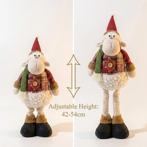 Detail view of the adjustable height feature for the Christmas reindeer plush decoration