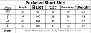 Detailed size chart for women shirt and shorts set with dimensions in centimeters