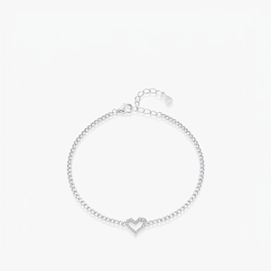 925 Sterling Silver Heart Moissanite Bracelet For Women D Color VVS1 Moissanite Inlaid Open Heart Link Chain Jewelry Gift