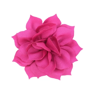 Macro view of detailed layered lotus fabric flower petals in rose pink for DIY hair accessories