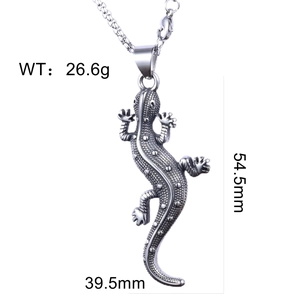 Vue détaillée du pendentif lézard gecko en argent avec mesures de taille et de poids