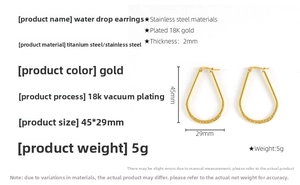Détails de grandes boucles d'oreilles goutte dorées, dimensions 45x29mm