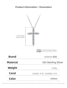 Detail view of 925 silver cross necklace specifications including 17x24mm pendant size
