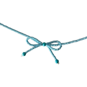 Collier à nœud en perles bleu clair avec petites perles de rocaille pour style de plage