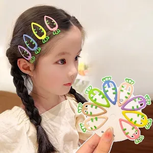 Cute Carrot Shape Hair Clips Alloy Resin Colorful Candy Color Snap BB Clips For Girls Kids Hair Accessories