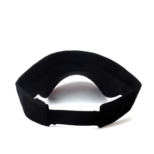 Rear view detail of black sun visor showing fabric texture and adjustable closure
