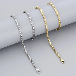 Stainless Steel Twisted Chain Bracelet And Necklace Hip Hop Fashion Jewelry For Men Women Unisex Accessory