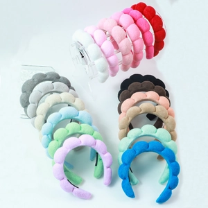 Women Plush Cloud Sponge Headband Padded Bubble Hair Band For Face Washing Skincare Twisted Soft Towel Cloth Head Hoop