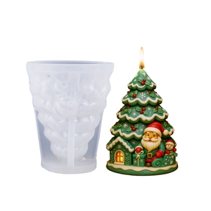 Moule en silicone sapin de Noël avec Père Noël et bonhomme de neige pour bougies DIY