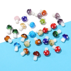 Mixed color glass mushroom beads with polka dots for DIY jewelry making and craft design
