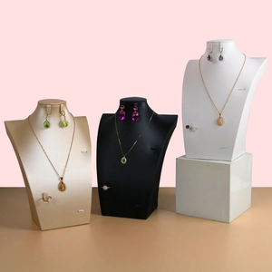 Three-color jewelry necklace display stand and earring holder for shop counter display