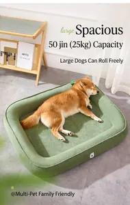 Large green plush pet bed for dogs up to 25kg showing spacious rectangular design