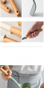 Detail showing the ergonomic wooden handle and high-quality heat-resistant silicone spatula