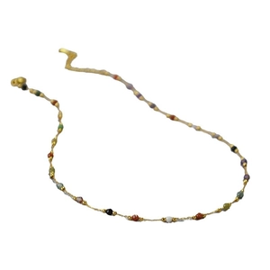 Colorful natural stone beaded necklace with 18K gold plated chain for women