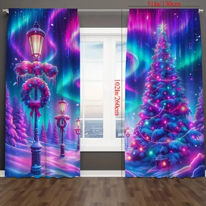 Detail showing 51x102 inch dimensions on Christmas aurora velvet window curtains