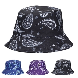 Paisley Print Bucket Hat Breathable Polyester Sun Protection Outdoor Beach Fishing Travel Street Style Unisex Accessory